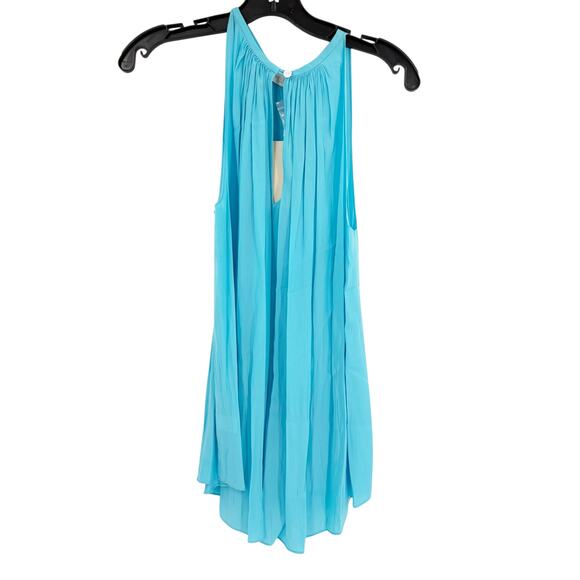 RAMY BROOK Top NEW Size S Piper V-Neck Tank $265 Crepe Sleeveless Tropical Blue - Picture 2 of 4